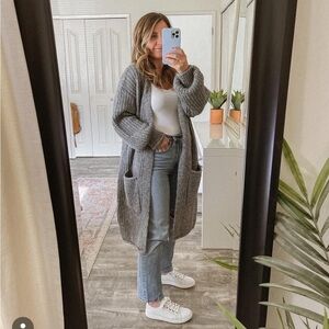 Gray Women's Duster Sweater Cardigan